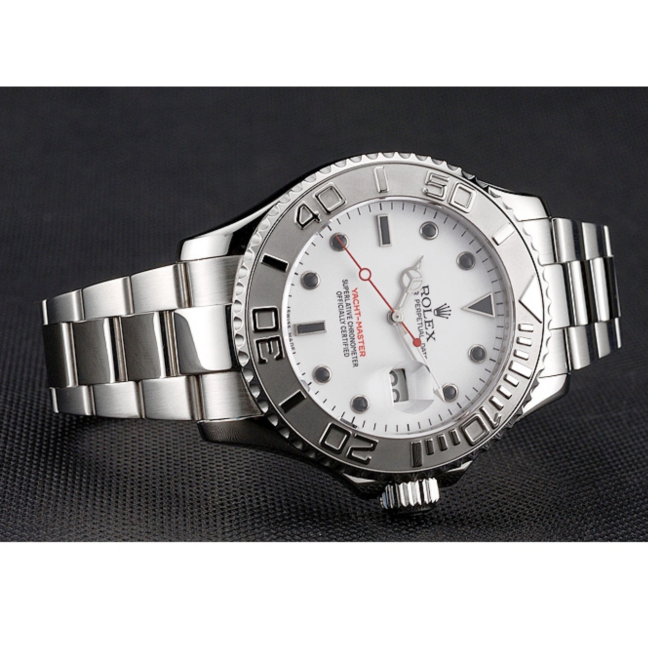 Best AAA Replica Sites White Yacht-Master Dial Stainless Case And Rolex Bracelet Steel 1015